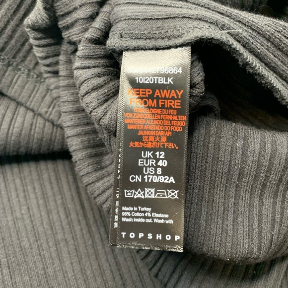 TopShop NWOT Ribbed Midi Dress In Black, Sz 8 - Picture 12 of 13